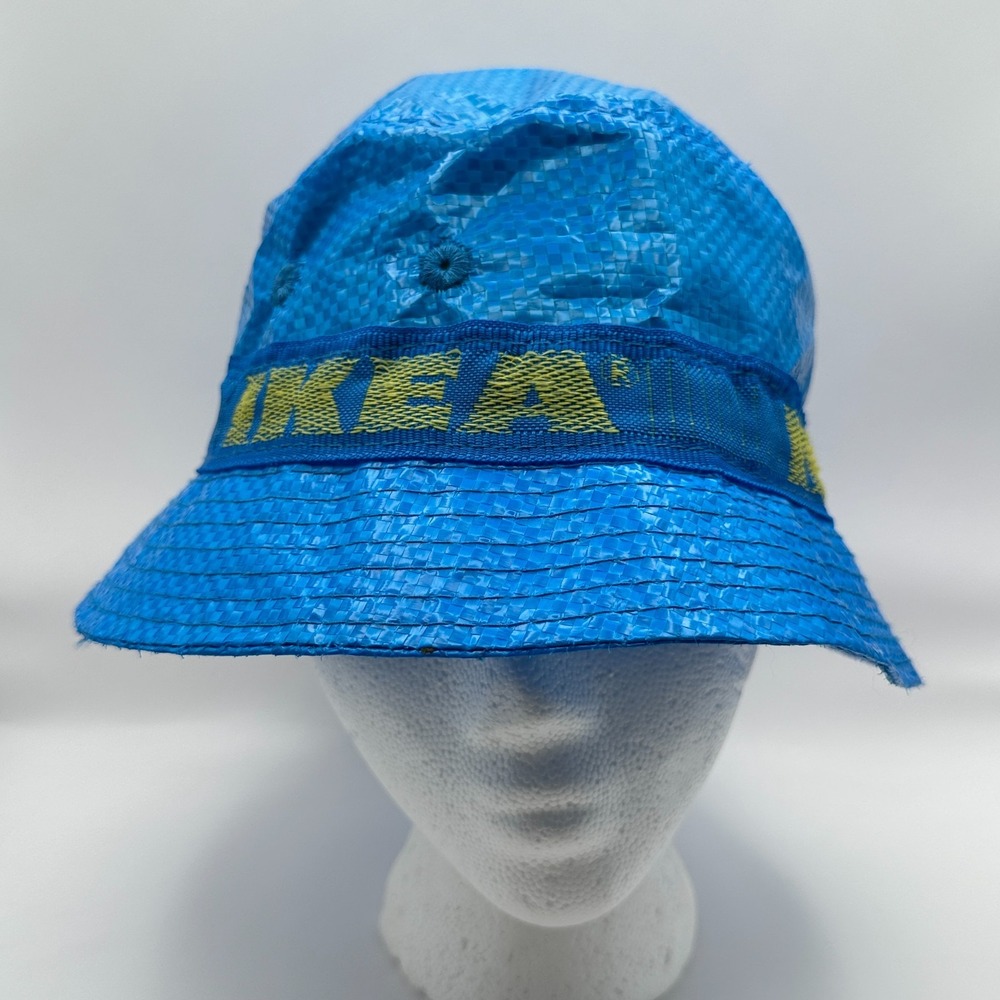 IKEA FRAKTA Blue Yellow Bucket Hat Unisex Cap‎ Logo Lightweight One Size Lined